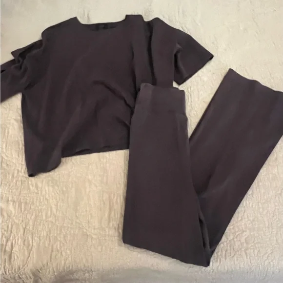 nuuds ribbed flare 2 piece set in washed espresso size large - Picture 2 of 3